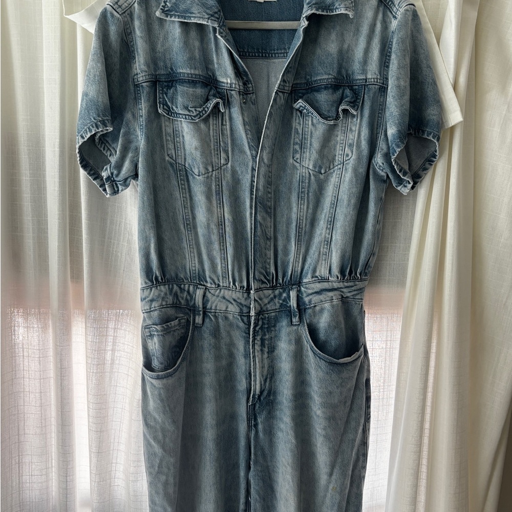 Good American Light Wash Denim Jumpsuit Romper
